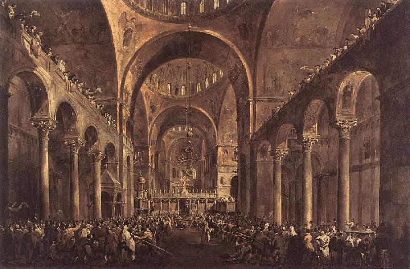 GUARDI, Francesco Doge Alvise IV Mocenigo Appears to the People in St Mark s Basilica in 1763 China oil painting art